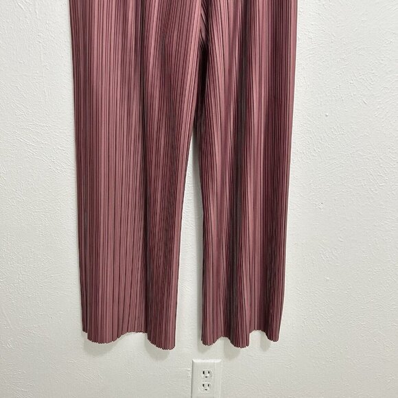 Marc New York Rose Pink Ribbed Accordion Pleated Pants Wide Leg Pull On Size S - Picture 7 of 10